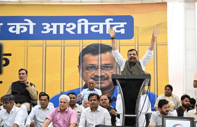 AAP protest in Delhi against Kejriwal arrest