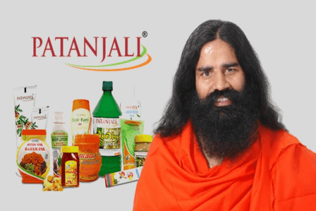 Baba Ramdev with Patanjali Products