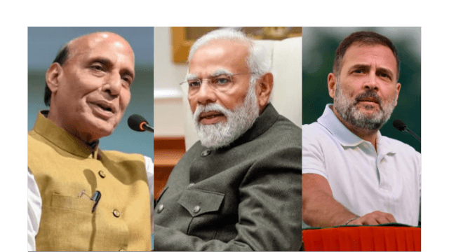 PM Modi, Rajnath Singh and Rahul Gandhi