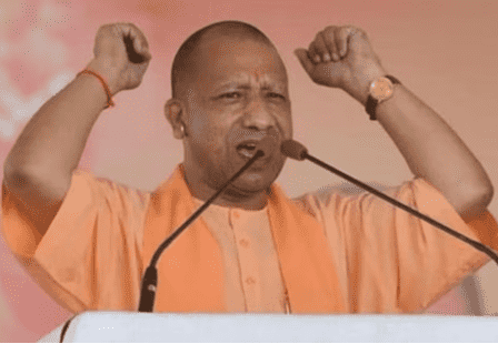 UP CM Yogi Adityanath in a public meeting